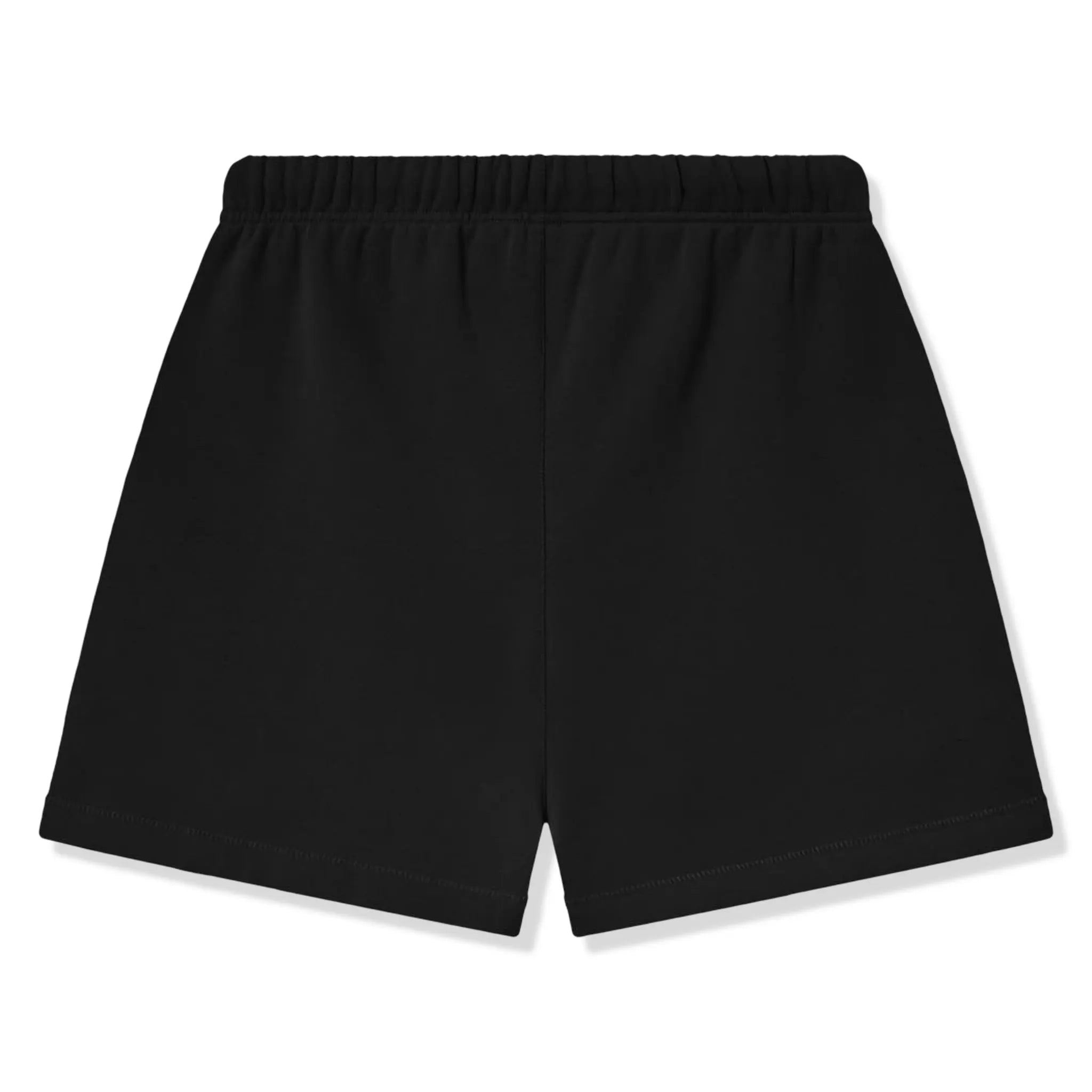 Back View of Fear Of God Essentials Classic Fleece Black Shorts (FW25)